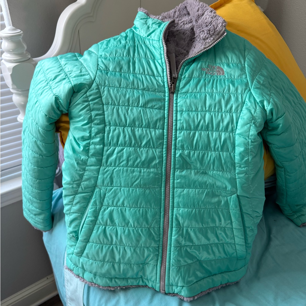 The North Face Kids Aqua Puffer Jacket With Gray Interior